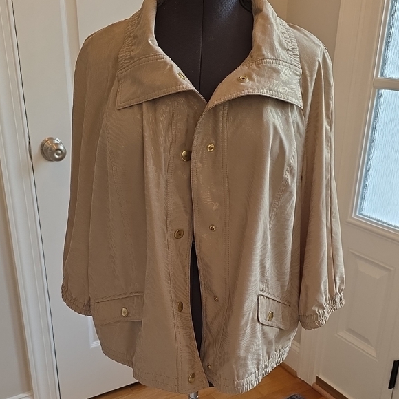 Chico's Jackets & Blazers - Chico's Beige Shimmer Animal Print Light Weight Jacket Plus Size